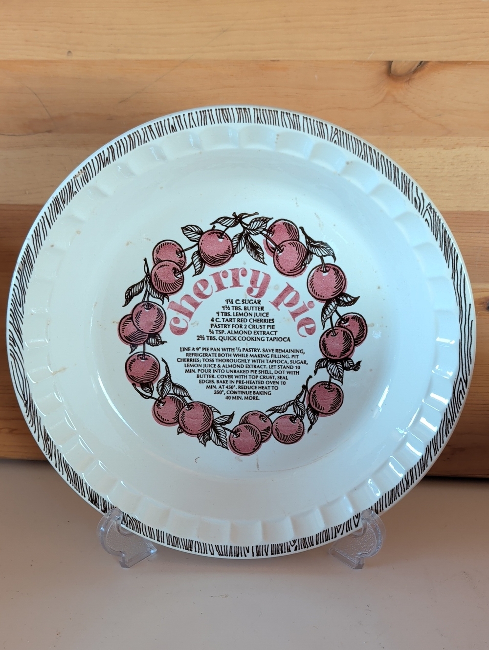 VTG. Cherry Pie Recipe Baking Plate .🌟USA